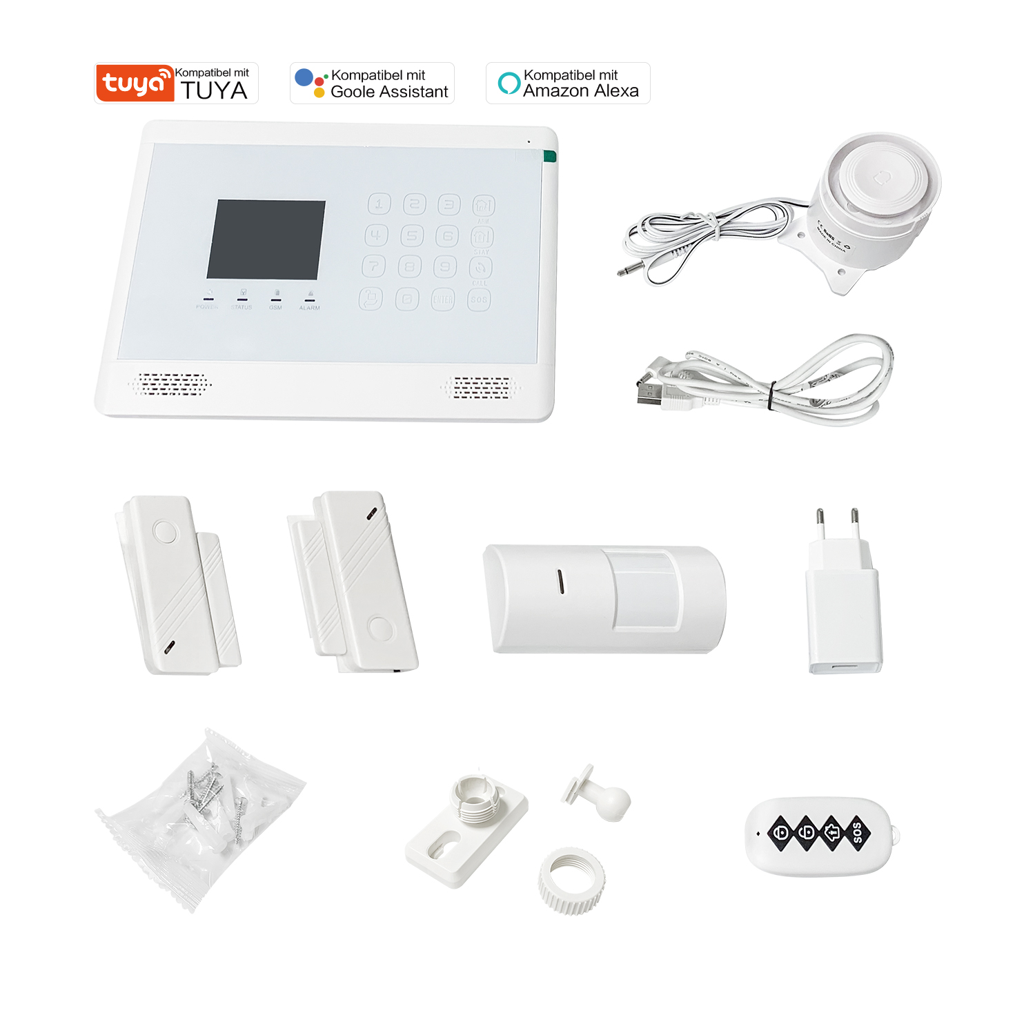 4,3-Zoll-Touchscreen-Sicherheitsalarmsystem Diebstahlschutz Wi-Fi + GSM + GPRS Drahtloser Alarm gegen Diebstahl Smart-App-Fernbedienungssystem für die Haussicherheit (EU) WT2BX